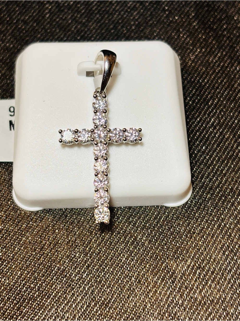 .925 Sterling Silver 1ct. VVS Moissanite Cross Pendant - Picture 7 of 8